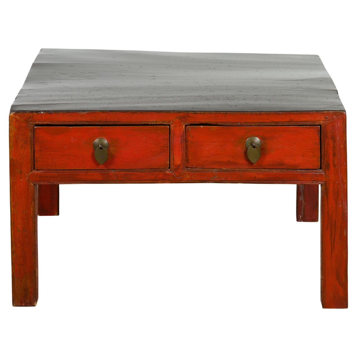Red and Black Antique Coffee Table with Two Drawers-1. Asian & Chinese Furniture, Art, Antiques, Vintage Home Décor for sale at FEA Home