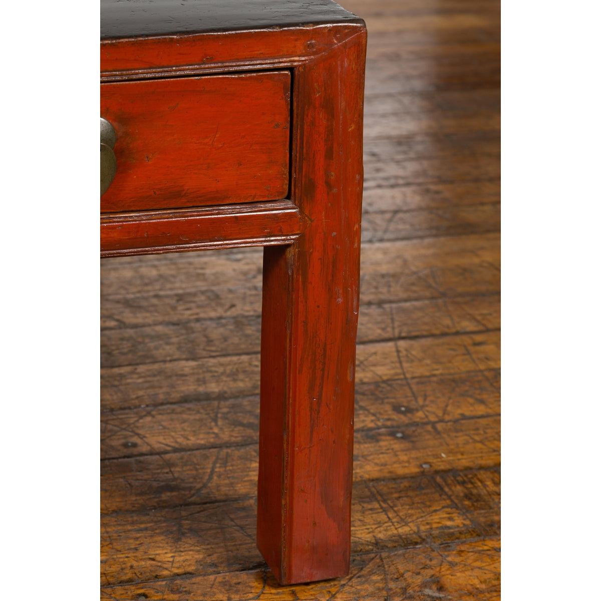 Red and Black Antique Coffee Table with Two Drawers-13. Asian &amp; Chinese Furniture, Art, Antiques, Vintage Home Décor for sale at FEA Home