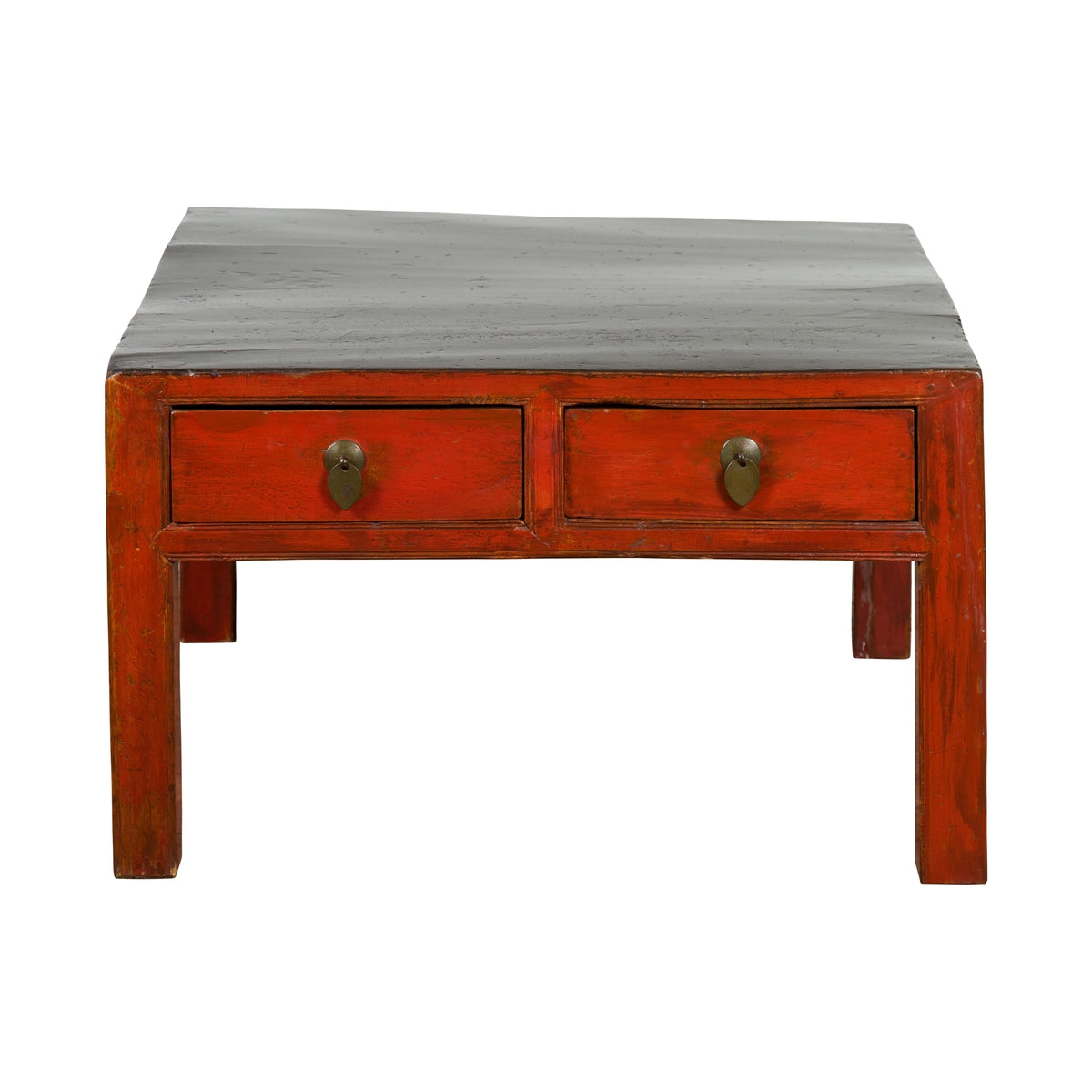 Red and Black Antique Coffee Table with Two Drawers-2. Asian & Chinese Furniture, Art, Antiques, Vintage Home Décor for sale at FEA Home