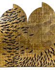 Hollywood Regency Black and Gold Four-Panel Screen with Hand-Painted Cranes-16. Asian & Chinese Furniture, Art, Antiques, Vintage Home Décor for sale at FEA Home