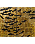 Hollywood Regency Black and Gold Four-Panel Screen with Hand-Painted Cranes-4. Asian & Chinese Furniture, Art, Antiques, Vintage Home Décor for sale at FEA Home