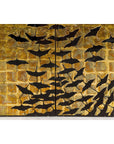 Hollywood Regency Black and Gold Four-Panel Screen with Hand-Painted Cranes-5. Asian & Chinese Furniture, Art, Antiques, Vintage Home Décor for sale at FEA Home