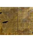 Hollywood Regency Black and Gold Four-Panel Screen with Hand-Painted Cranes-7. Asian & Chinese Furniture, Art, Antiques, Vintage Home Décor for sale at FEA Home