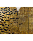 Hollywood Regency Black and Gold Four-Panel Screen with Hand-Painted Cranes-9. Asian & Chinese Furniture, Art, Antiques, Vintage Home Décor for sale at FEA Home