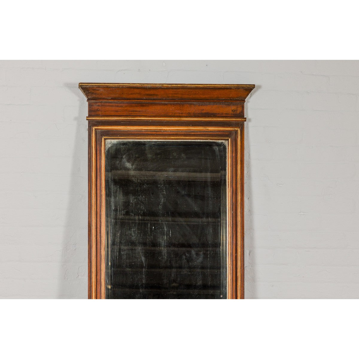 Slender Wooden Mirror with Carved Motifs, Made of Antique Indian Wood-2. Asian & Chinese Furniture, Art, Antiques, Vintage Home Décor for sale at FEA Home