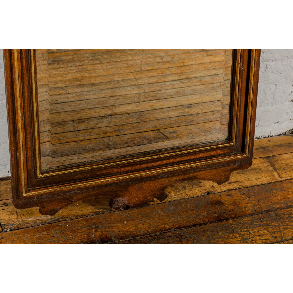 Slender Wooden Mirror with Carved Motifs, Made of Antique Indian Wood-7. Asian &amp; Chinese Furniture, Art, Antiques, Vintage Home Décor for sale at FEA Home