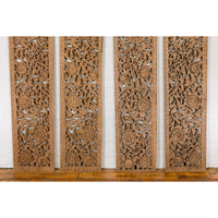 Set of Four Architectural Panels with Hand-Carved Scrollwork and Floral Motifs