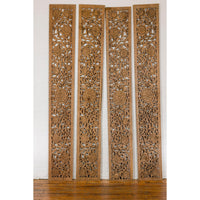Set of Four Architectural Panels with Hand-Carved Scrollwork and Floral Motifs