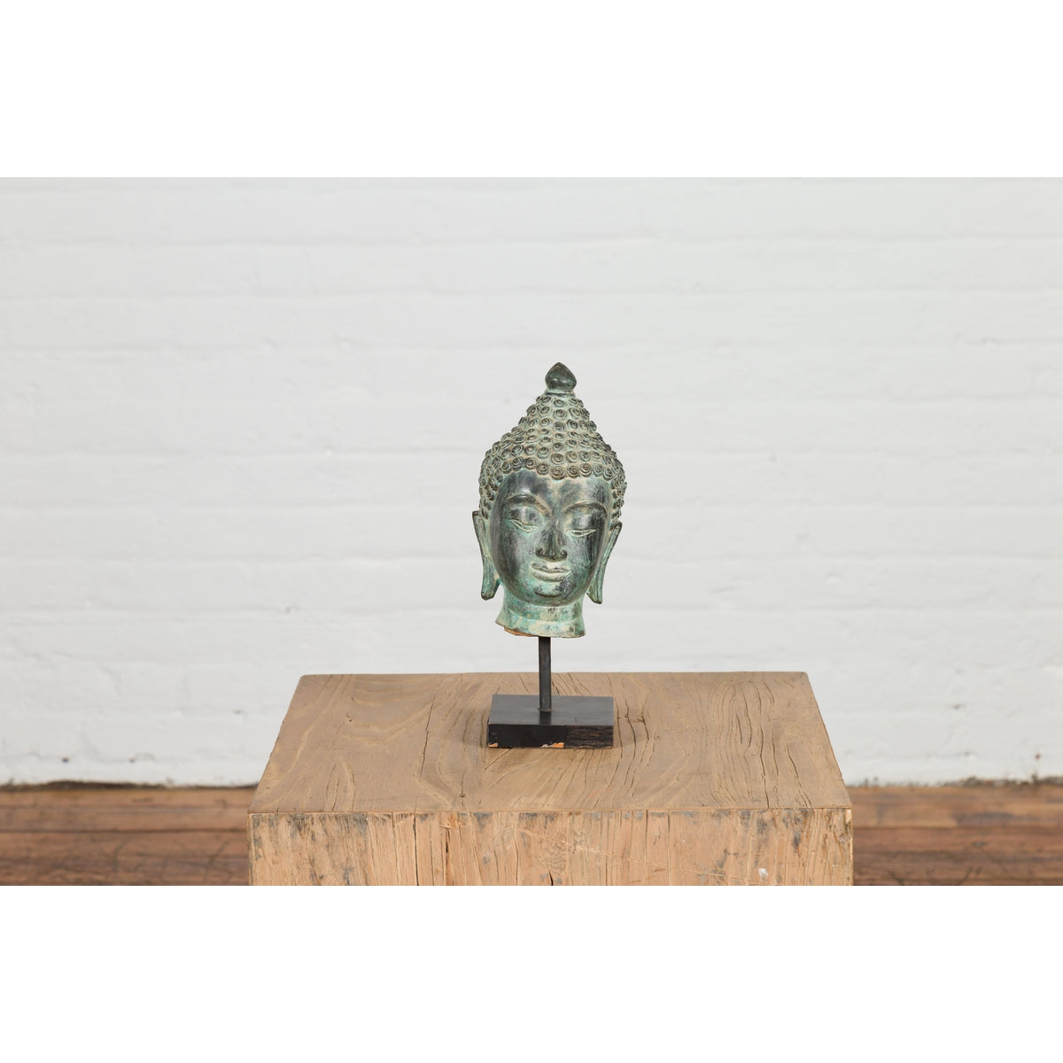 Vintage Bronze Buddha Head Tabletop Sculpture-4. Asian &amp; Chinese Furniture, Art, Antiques, Vintage Home Décor for sale at FEA Home