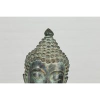 Vintage Bronze Buddha Head Tabletop Sculpture-YN3105-6. Asian & Chinese Furniture, Art, Antiques, Vintage Home Décor for sale at FEA Home