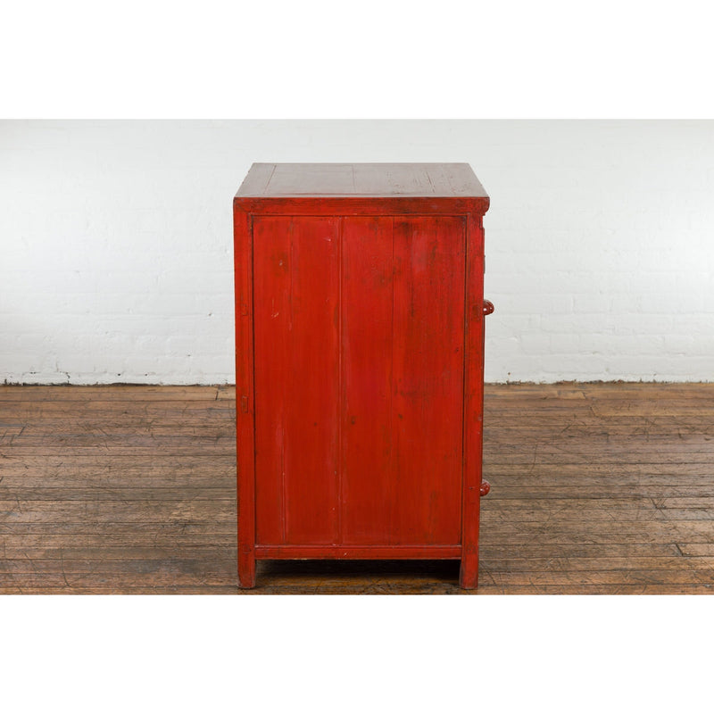 Qing Dynasty 19th Century Chinese Red Lacquer Cabinet with Drawers and Doors-YN3304-14. Asian & Chinese Furniture, Art, Antiques, Vintage Home Décor for sale at FEA Home