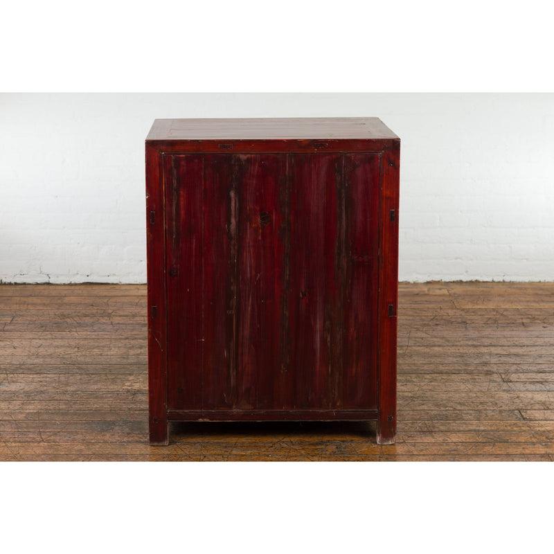 Qing Dynasty 19th Century Chinese Red Lacquer Cabinet with Drawers and Doors-15. Asian & Chinese Furniture, Art, Antiques, Vintage Home Décor for sale at FEA Home
