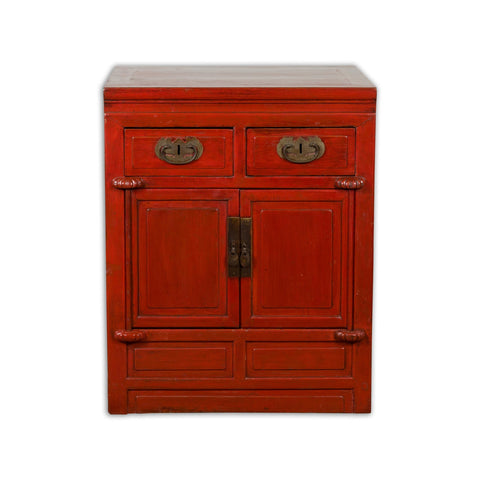 Qing Dynasty 19th Century Chinese Red Lacquer Cabinet with Drawers and Doors-YN3304-1. Asian & Chinese Furniture, Art, Antiques, Vintage Home Décor for sale at FEA Home