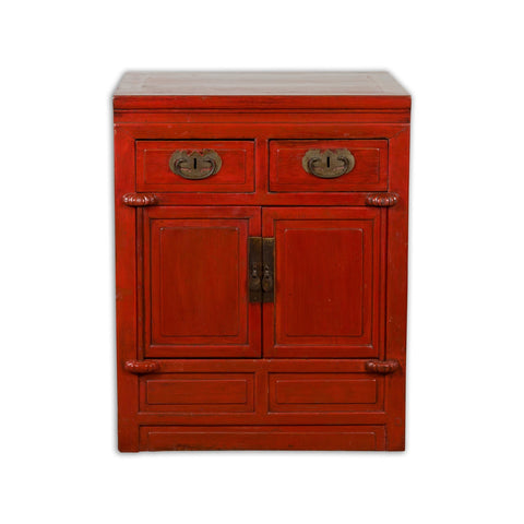 Qing Dynasty 19th Century Chinese Red Lacquer Cabinet with Drawers and Doors-1. Asian & Chinese Furniture, Art, Antiques, Vintage Home Décor for sale at FEA Home