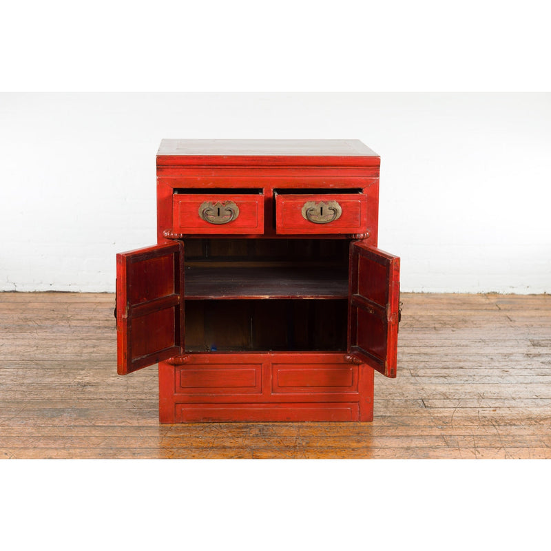 Qing Dynasty 19th Century Chinese Red Lacquer Cabinet with Drawers and Doors-YN3304-3. Asian & Chinese Furniture, Art, Antiques, Vintage Home Décor for sale at FEA Home