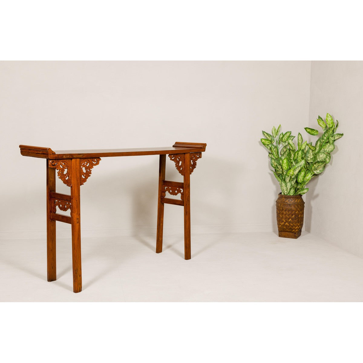 Qing Dynasty Tall Altar Console Table with Carved Scrolling Spandrels-11. Asian &amp; Chinese Furniture, Art, Antiques, Vintage Home Décor for sale at FEA Home