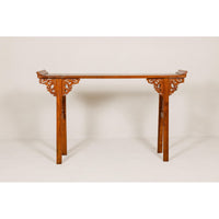 Qing Dynasty Tall Altar Console Table with Carved Scrolling Spandrels-YN3395-3. Asian & Chinese Furniture, Art, Antiques, Vintage Home Décor for sale at FEA Home
