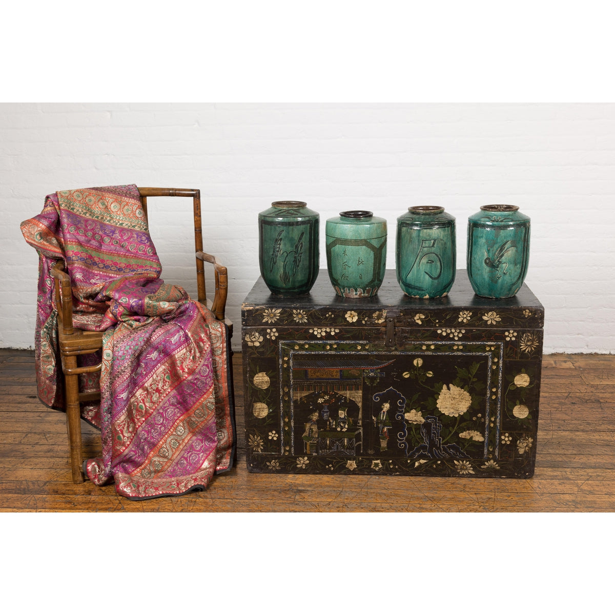 Set of Antique Green Glazed Ceramic Jars-15. Asian &amp; Chinese Furniture, Art, Antiques, Vintage Home Décor for sale at FEA Home