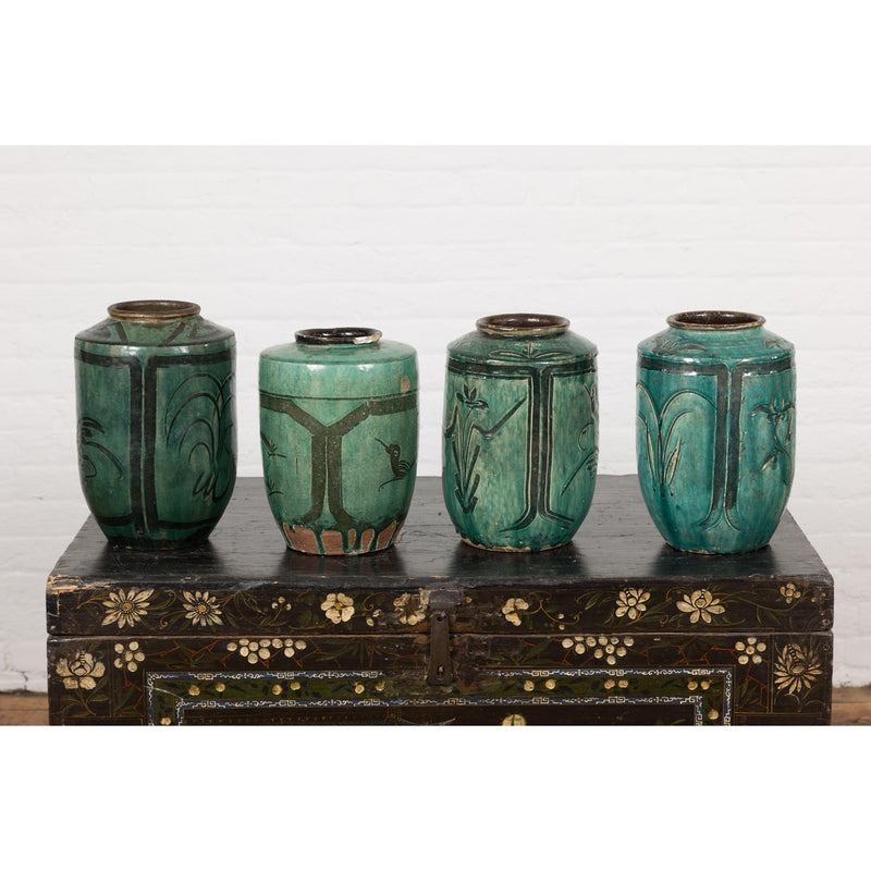 Set of Antique Green Glazed Ceramic Jars-17. Asian & Chinese Furniture, Art, Antiques, Vintage Home Décor for sale at FEA Home