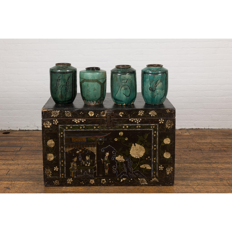 Set of Antique Green Glazed Ceramic Jars-3. Asian & Chinese Furniture, Art, Antiques, Vintage Home Décor for sale at FEA Home