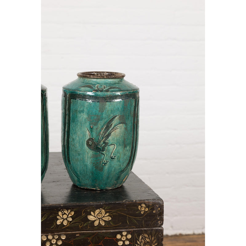 Set of Antique Green Glazed Ceramic Jars-YN3477D-7. Asian & Chinese Furniture, Art, Antiques, Vintage Home Décor for sale at FEA Home
