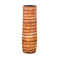 Brown Glazed Ceramic Umbrella Stand Planter with Spiraling Décor
