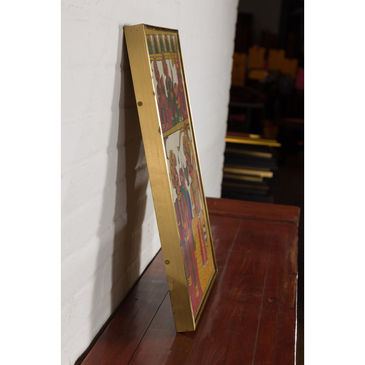 Antique Hand Painted Folk Art Painting Depicting Musicians and Archers-11. Asian &amp; Chinese Furniture, Art, Antiques, Vintage Home Décor for sale at FEA Home