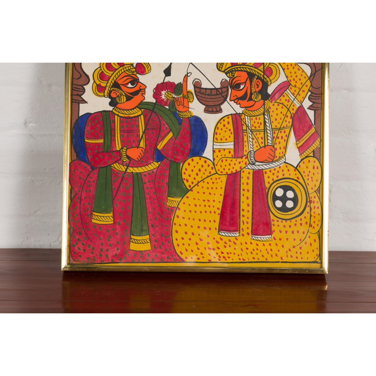 Antique Hand Painted Folk Art Painting Depicting Musicians and Archers-5. Asian &amp; Chinese Furniture, Art, Antiques, Vintage Home Décor for sale at FEA Home