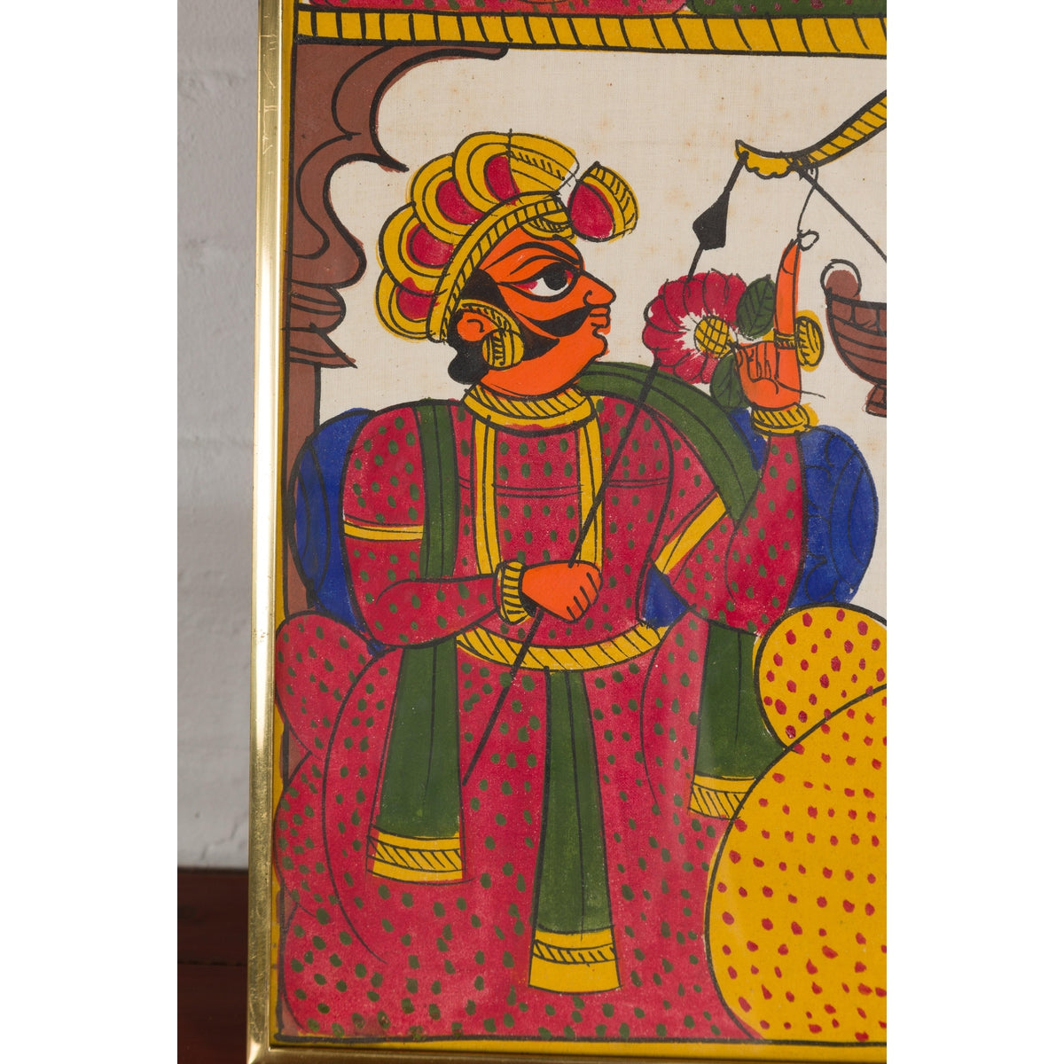 Antique Hand Painted Folk Art Painting Depicting Musicians and Archers-8. Asian &amp; Chinese Furniture, Art, Antiques, Vintage Home Décor for sale at FEA Home
