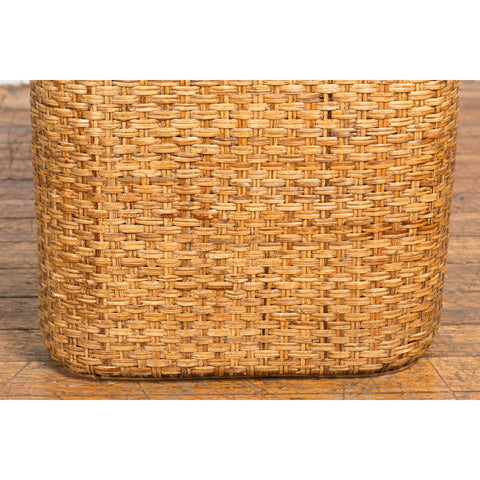 Vintage Burmese Woven Rattan and Wood Lidded Basket or Storage Container-YN3826-15. Asian & Chinese Furniture, Art, Antiques, Vintage Home Décor for sale at FEA Home