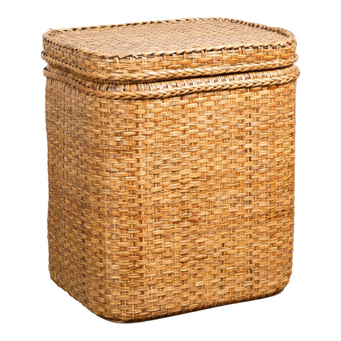 Vintage Burmese Woven Rattan and Wood Lidded Basket or Storage Container-YN3826-1. Asian & Chinese Furniture, Art, Antiques, Vintage Home Décor for sale at FEA Home