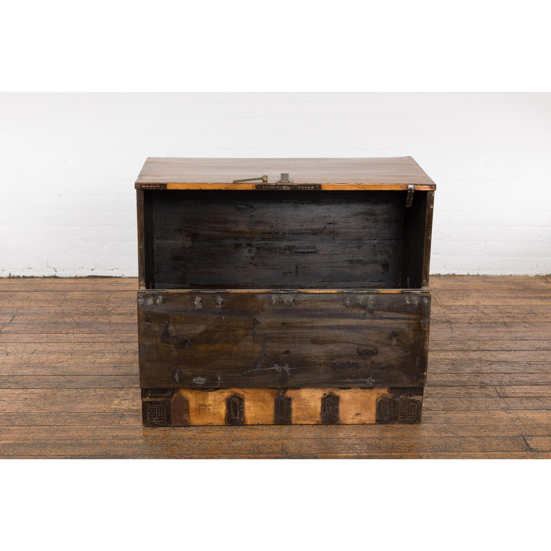 19th Century Antique Trunk Chest with Front Opening-YN3833-13. Asian & Chinese Furniture, Art, Antiques, Vintage Home Décor for sale at FEA Home