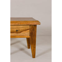 Near Pair of Mango Wood Midcentury Low Side Tables with Single Drawers