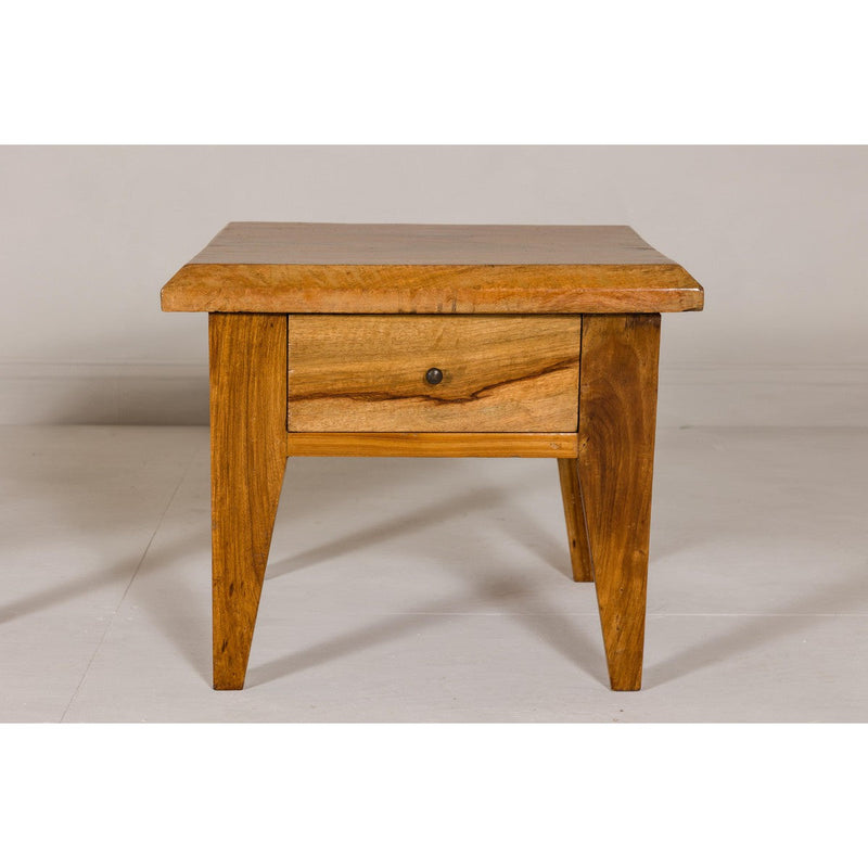 Near Pair of Mango Wood Midcentury Low Side Tables with Single Drawers-YN3847 & YN3943-3. Asian & Chinese Furniture, Art, Antiques, Vintage Home Décor for sale at FEA Home