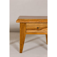 Near Pair of Mango Wood Midcentury Low Side Tables with Single Drawers