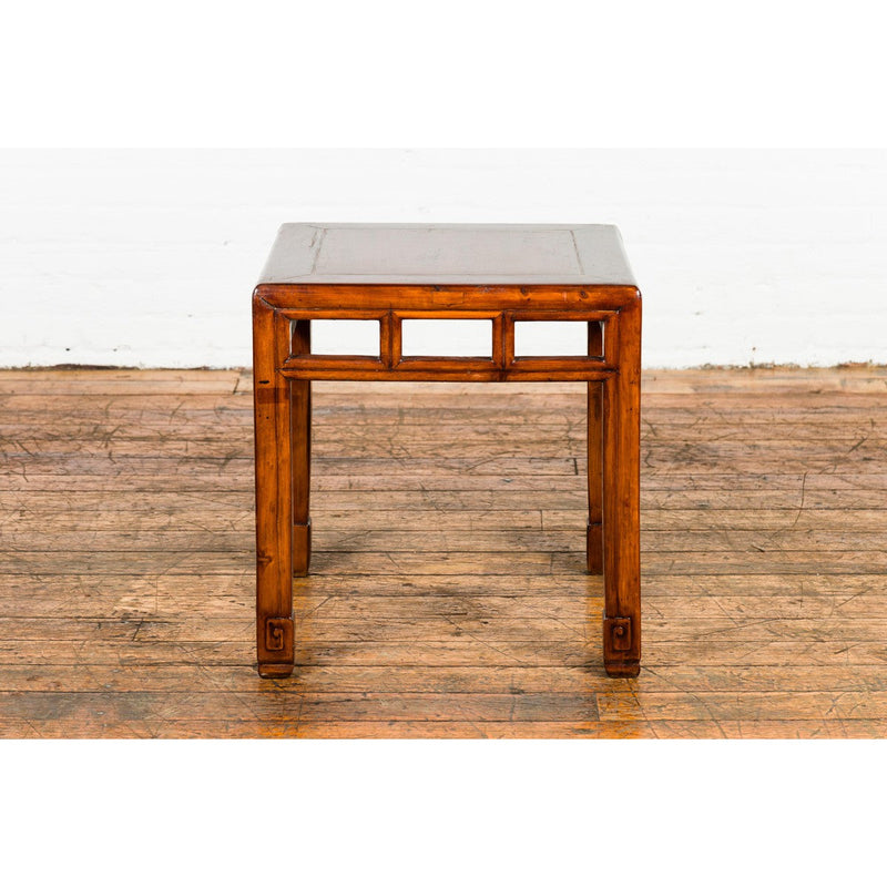 Late Qing Dynasty Small Side Table with Pillar Strut Motifs and Scrolling Feet-YN3935-15. Asian & Chinese Furniture, Art, Antiques, Vintage Home Décor for sale at FEA Home