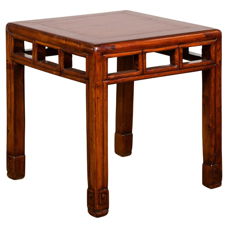 Late Qing Dynasty Small Side Table with Pillar Strut Motifs and Scrolling Feet-YN3935-1. Asian & Chinese Furniture, Art, Antiques, Vintage Home Décor for sale at FEA Home