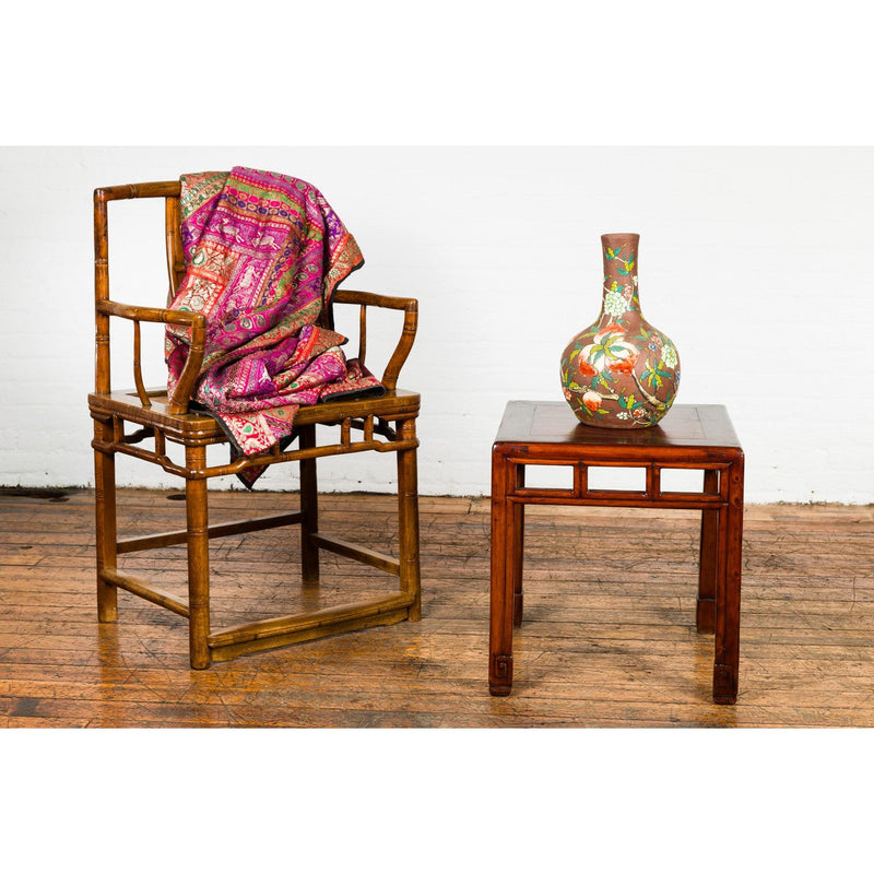 Late Qing Dynasty Small Side Table with Pillar Strut Motifs and Scrolling Feet-YN3935-2. Asian & Chinese Furniture, Art, Antiques, Vintage Home Décor for sale at FEA Home