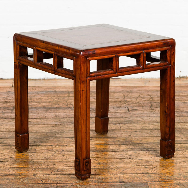 Late Qing Dynasty Small Side Table with Pillar Strut Motifs and Scrolling Feet-YN3935-3. Asian & Chinese Furniture, Art, Antiques, Vintage Home Décor for sale at FEA Home