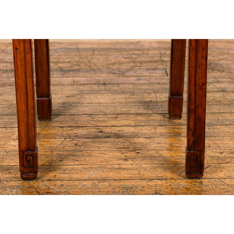 Late Qing Dynasty Small Side Table with Pillar Strut Motifs and Scrolling Feet