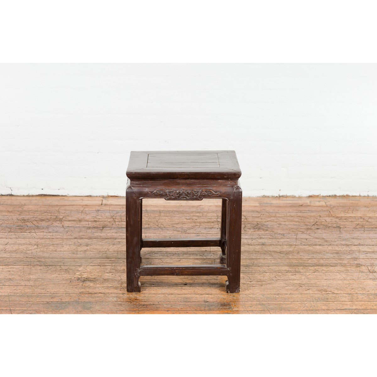Qing Dynasty Brown Lacquer Low Table with Carved Apron and Horse Hoof Legs-15. Asian &amp; Chinese Furniture, Art, Antiques, Vintage Home Décor for sale at FEA Home