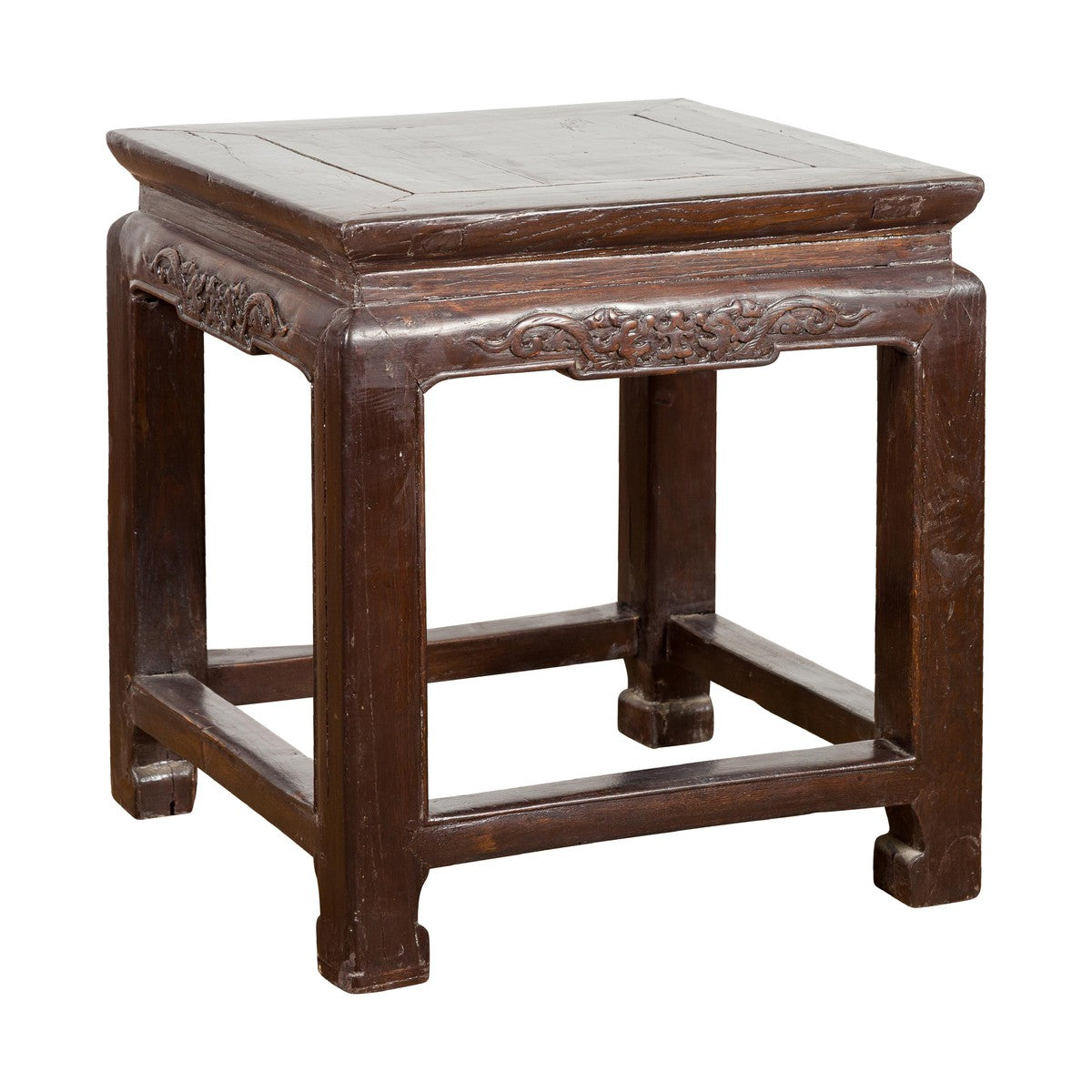 Qing Dynasty Brown Lacquer Low Table with Carved Apron and Horse Hoof Legs-18. Asian &amp; Chinese Furniture, Art, Antiques, Vintage Home Décor for sale at FEA Home
