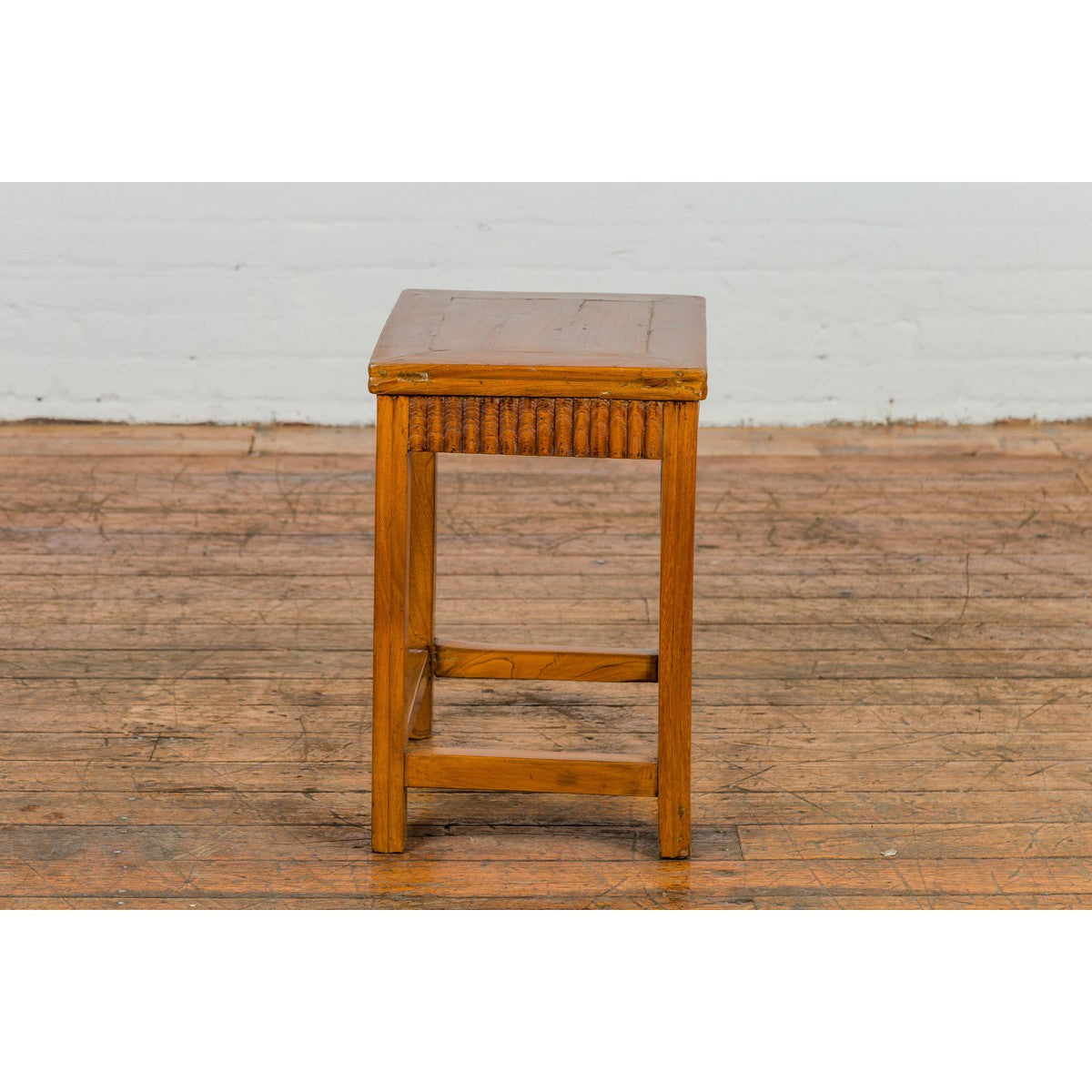 Late Qing Dynasty Side Table with Carved Reeded Apron and Side Stretchers-12. Asian &amp; Chinese Furniture, Art, Antiques, Vintage Home Décor for sale at FEA Home