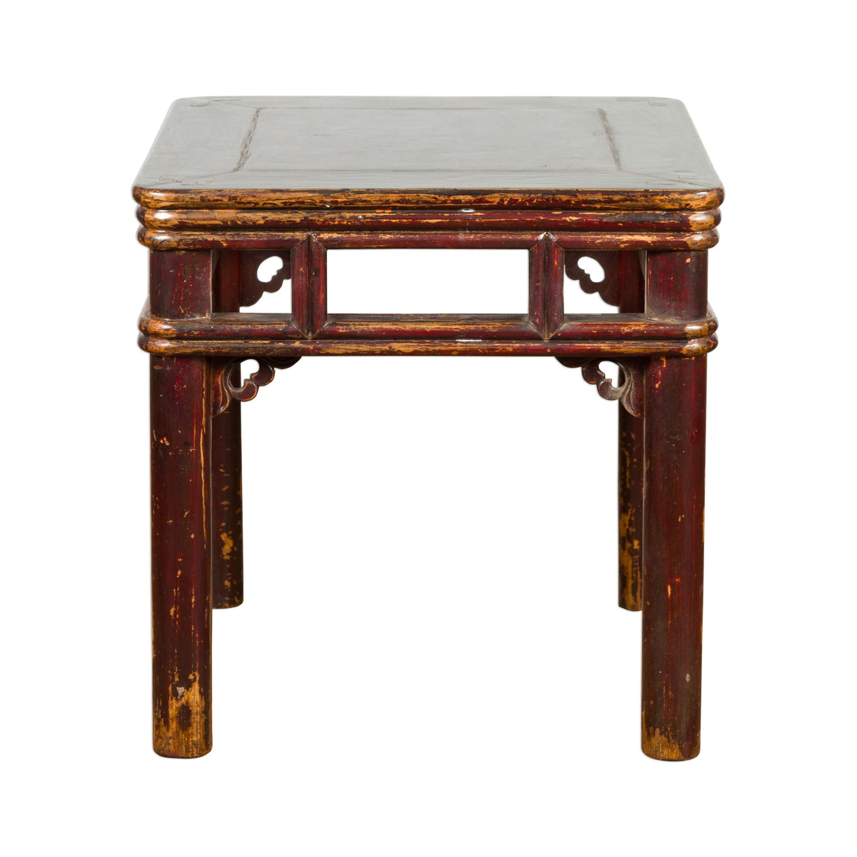 Two-Tone Brown Square Antique Side Table-13. Asian &amp; Chinese Furniture, Art, Antiques, Vintage Home Décor for sale at FEA Home