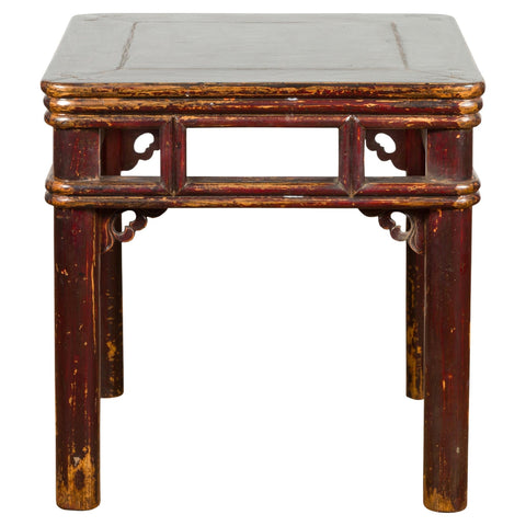 Two-Tone Brown Square Antique End Table-YN3945-1-Unique Furniture-Art-Antiques-Home Décor in NY