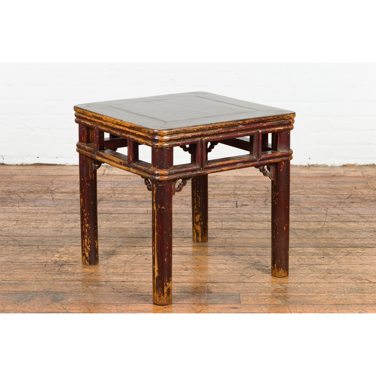 Two-Tone Brown Square Antique Side Table-9. Asian &amp; Chinese Furniture, Art, Antiques, Vintage Home Décor for sale at FEA Home