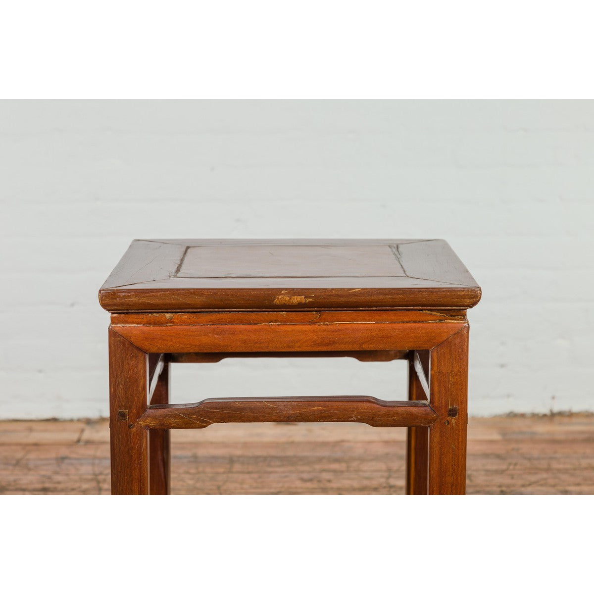 Qing Dynasty Side Table with Burl Top, Horse Hoof Legs and Humpback Stretcher-4. Asian &amp; Chinese Furniture, Art, Antiques, Vintage Home Décor for sale at FEA Home