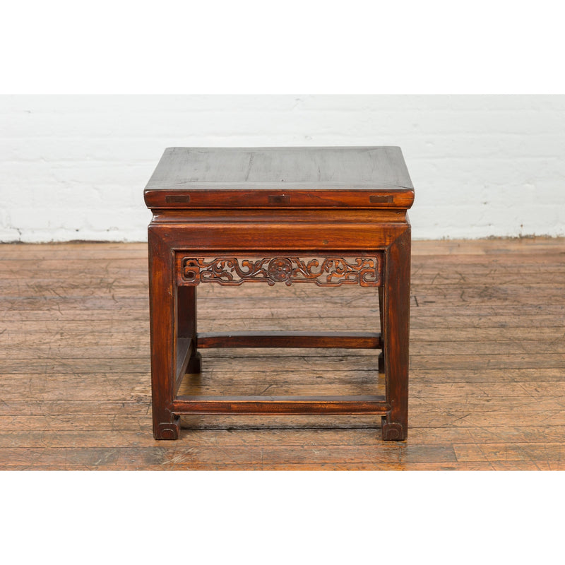 Small Square Low End Table with Carved Apron-YN3994-15. Asian & Chinese Furniture, Art, Antiques, Vintage Home Décor for sale at FEA Home