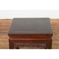 Small Square Low End Table with Carved Apron-YN3994-18. Asian & Chinese Furniture, Art, Antiques, Vintage Home Décor for sale at FEA Home