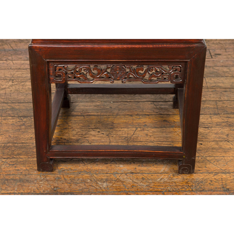 Small Square Low End Table with Carved Apron-YN3994-19. Asian & Chinese Furniture, Art, Antiques, Vintage Home Décor for sale at FEA Home
